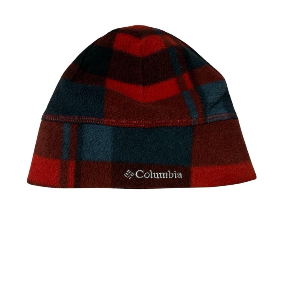 3 For $15 Columbia Fleece Beanie - Red and Grey Plaid - L/XL